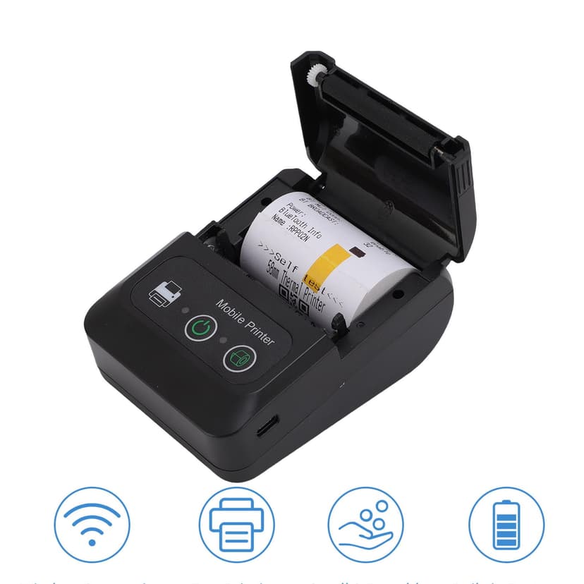 Thermal Printer, 2000mAh Type C Wireless Thermal Printer 58MM Paper Width for Shopping Lists