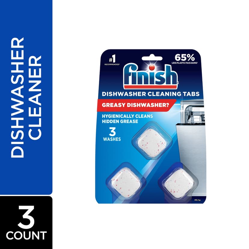 Finish® Dishwasher Cleaner, In-wash Cleaner, Grease Removal, Runs With Dishes, 3 Tablets