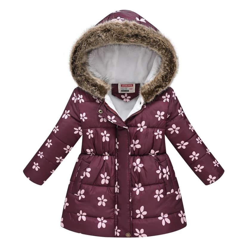 dmqupv Jacket Girl for School Toddler Girls Winter Long Sleeve Fashion Thick Warm Hooded Fleece Soft Coat Fleece Paraks Purple,Size for 6-7 Years