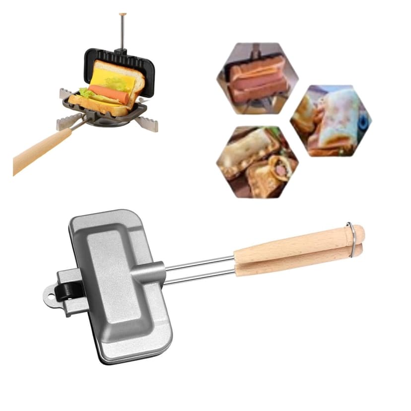 Uuiauoio Sandwich Maker Pan, Double-Sided Sandwich Baking Pan Nonstick Sandwich Maker Flip Grill Pan Grilled Cheese Maker for Breakfast Pancakes Omelets Frittatas Toast