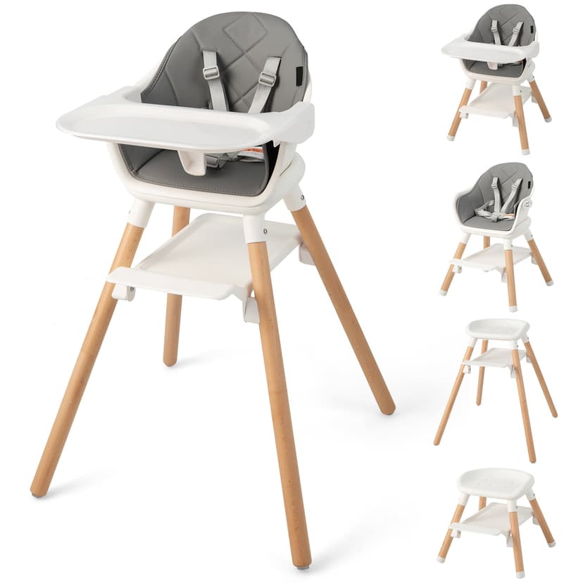 Patiojoy 3 in 1 High Chairs for Babies and Toddlers, Eat and Grow Convertible Highchair with Foot Rest White