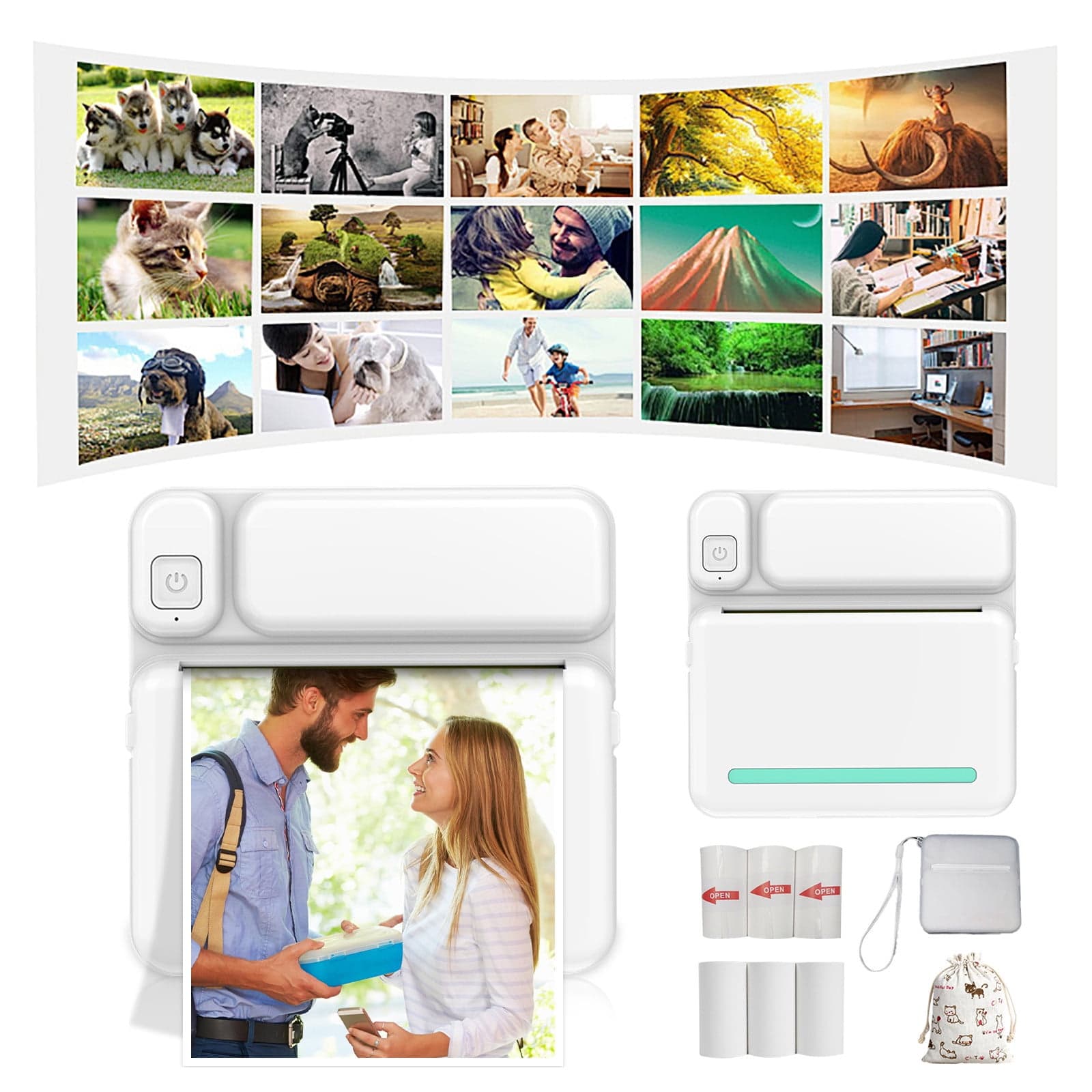 CQCYD Thermal Portable Bluetooth Printers, Mini Wireless POS Printer 57mm, Photo Image Printers for Android Phone, Label Maker for Notes Tasks Organization, Travel Portable Printer for Study Home