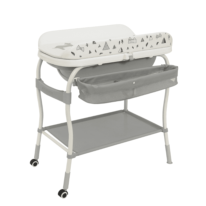 LiftNest 2-in-1 Standing Bathtub with Changing Table and Stand, Storage Basket and Tray, Waterproof Design - No Pillow