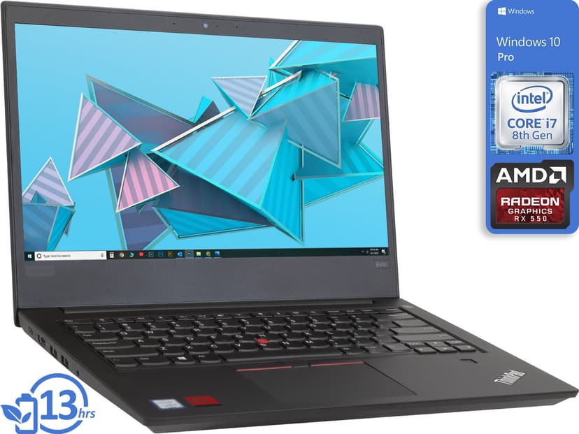 Lenovo ThinkPad E480 Gaming Notebook, 14" IPS FHD Display, Intel Core i7-8550U Upto 4.0GHz, 8GB RAM, 256GB SSD, AMD Radeon RX 550, HDMI, Card Reader, Wi-Fi, Bluetooth, Windows 10 Pro