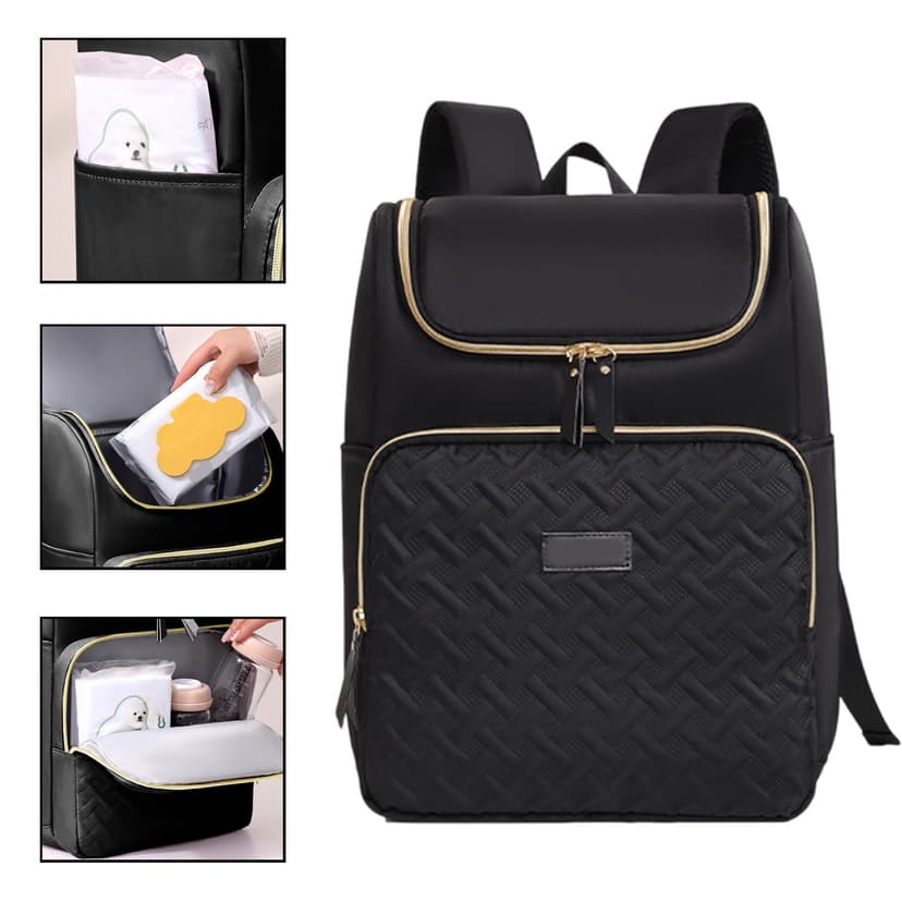 Fufafayo Large Capacity Mom Backpack, Thermal Insulation Little One Supplies Bag, Multi-Pocket Picnic Organizer, Multifunctional Travel Diaper Bag for Maternity Hospital Gym