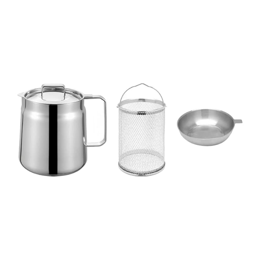 Luzkey Deep Fryed Basket Deep Fryer Pot Milk Warming Antiscald Multifunction Chicken Fryer with Handle Cooking Pot Deep Fry Strainer 1.5L