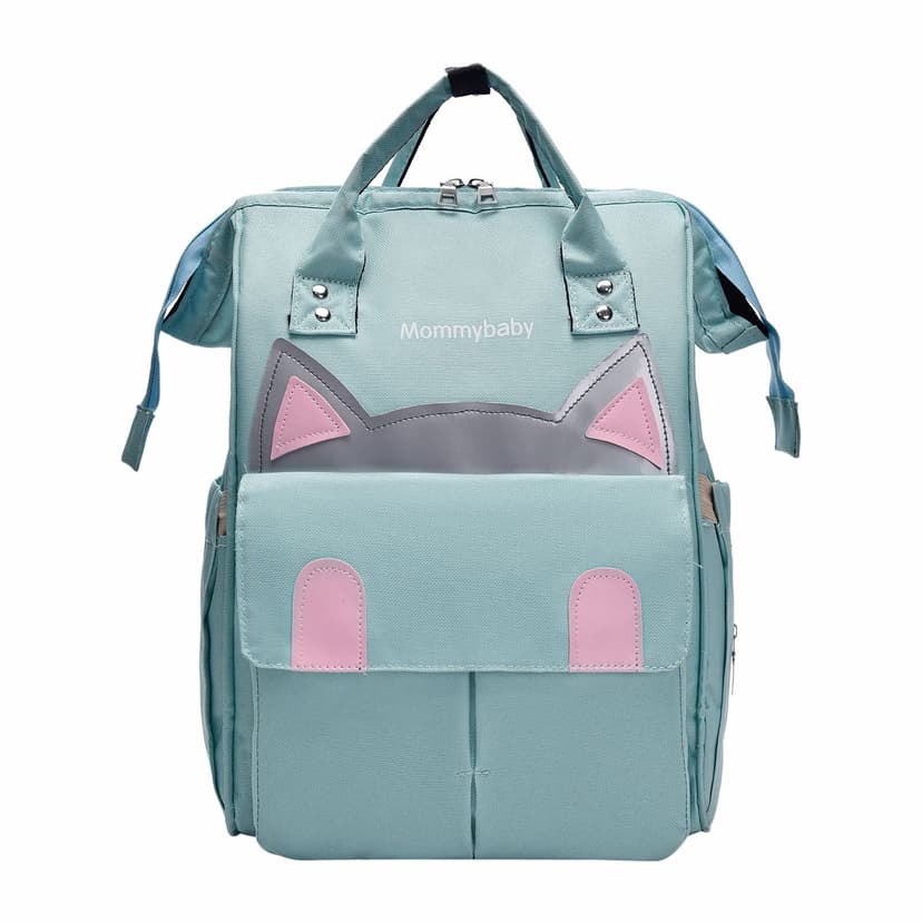 Diaper Bag Backpack, Large Capacity Multifunctional Baby Bag, Insulated Bottle Pocket Anti-Theft Rear Compartment Water-Resistant Nylon Travel Backpack, Green