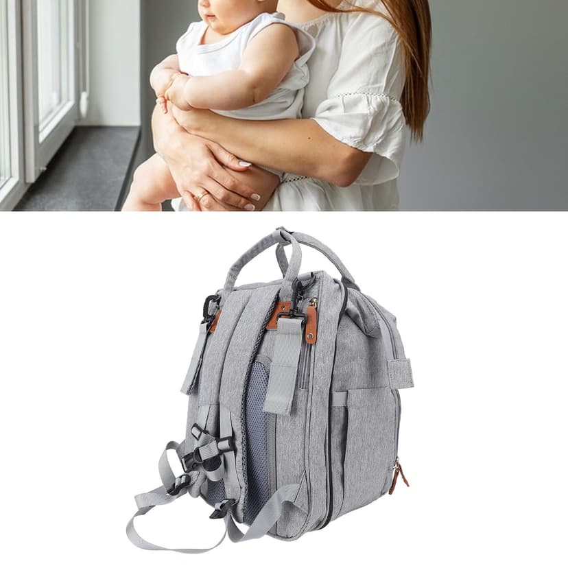 Diaper Bag Foldable Multifunctional Baby Diaper Backpack with USB Charging Port for Travel