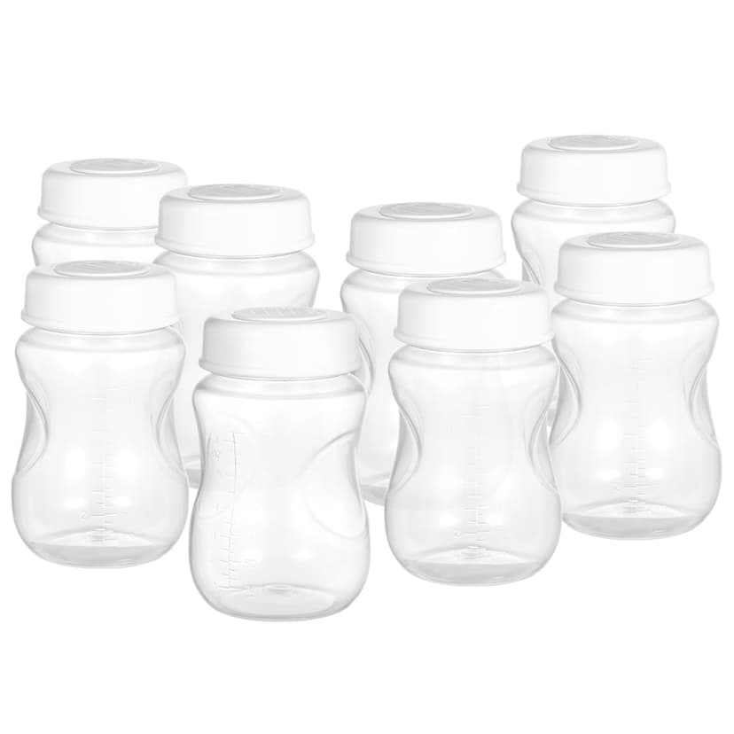 Breastmilk 8 PCS Breastmilk Bottles with Leakproof Lid Wide Neck BPA-free 180ml/ 6.1oz Breast Milk Collecting Storage Bottle for Home Work Travel