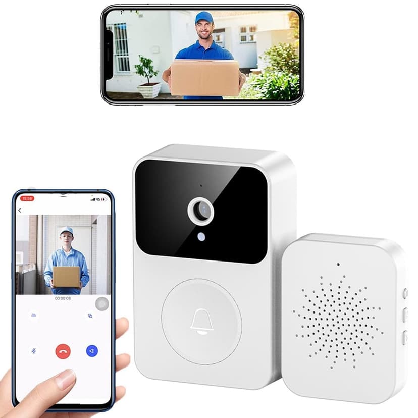 AMERTEER Wireless Video Doorbell WiFi Smart Video Doorbell Camera With Two-way Audio Night Vision Smart Remote And App Control Auto Cloud Storage For Home