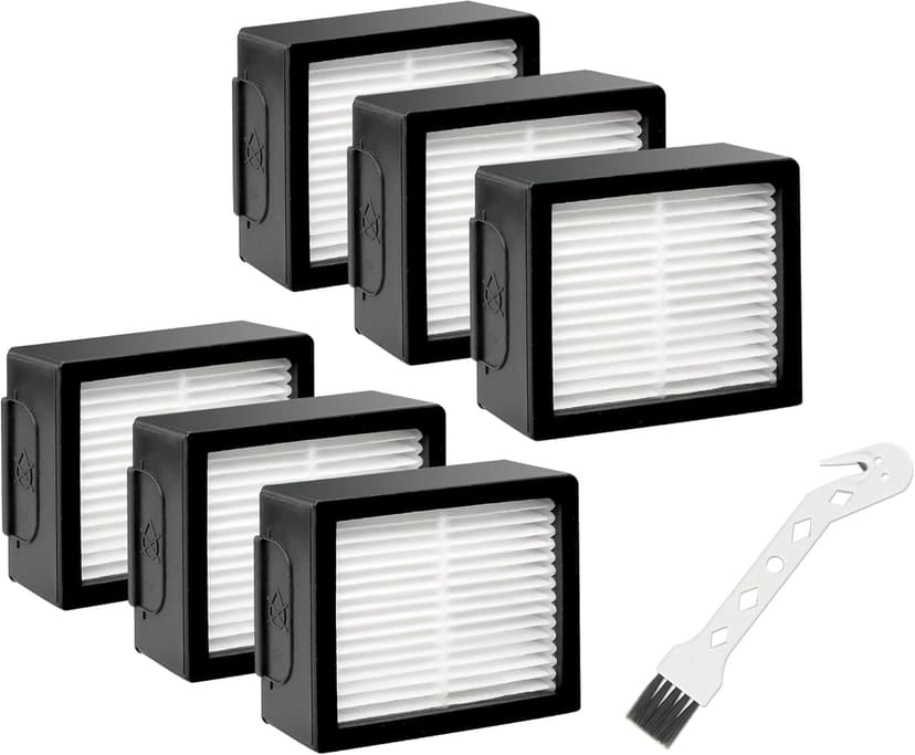 High-efficiency Filters Replacement for iRobot Roomba E I J Series i1+ i3 i3+ i4 i5 i6 i7 i7+ i8 j7 E5 E6 E7 Vacuum Cleaner by , 6Pack 4639161 Roomba Filters+1 Cleaning Brush