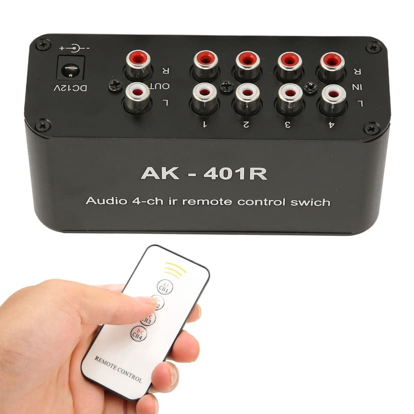 4 Way Switcher, Easy To Control 4 Channel AV Switch Switcher Stereo Aluminium Alloy Housing Compact For DVD