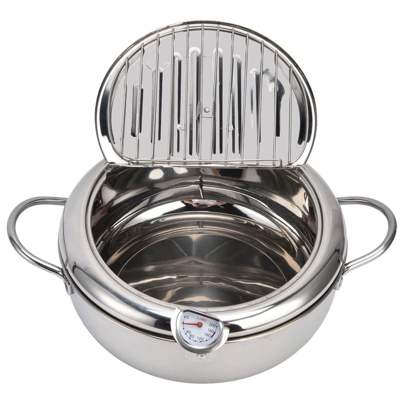 Deep Fryer, 9.4In Stainless Steel Small Deep Fryer With Removable Lid And Oil Filter Rack Easy To Clean Oil Fryer For Tempura French Fries Shrimp Chicken Wings Shrimp