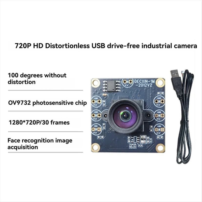100 Degree Camera Module 1MP OV9732 1280x720 USB Free Driver Manual Focus with 2 Meter Cable for WinXP/7/8/10 1Pcs