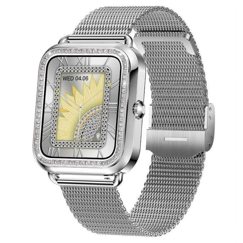 HLONK Women‘s Smart Watch 1.57 Inch Smart Watch for android and IOS Phones IP68 Water Fitness Watch Voice Features for Women and Men SILVER