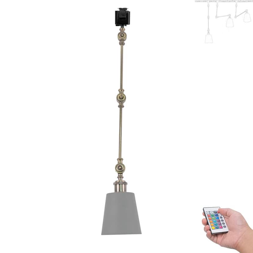 FSLiving J Type Track Light, Adjustable Island Lighting, Color Changing RGBW A19 Smart Bulb by Remote DIY Ceiling Spotlight Juno Track Light for Kitchen Beam Vaulted Ceiling,Disco Ball Macaron Grey