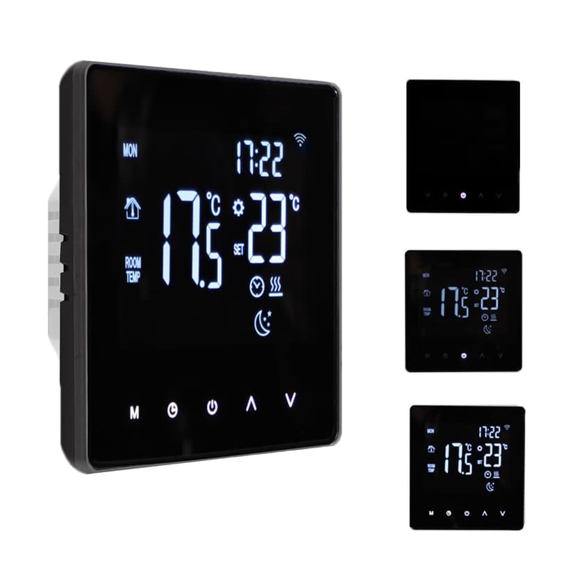 MIXFEER Controller for Heating LCD Display Touch Screen Week Programmable App Control Underfloor Heating Thermostats for Home Office School Hotel Black WIFI water heating