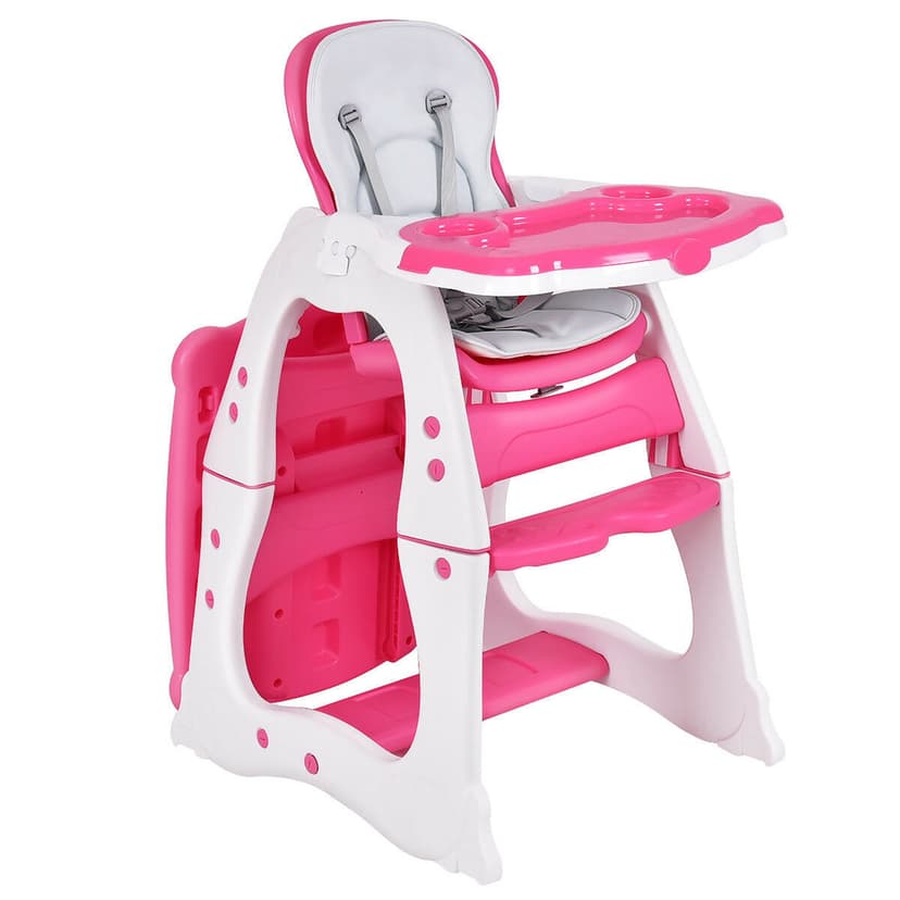 Costway 3 in 1 Baby High Chair Convertible Play Table Seat Booster Toddler Feeding Tray