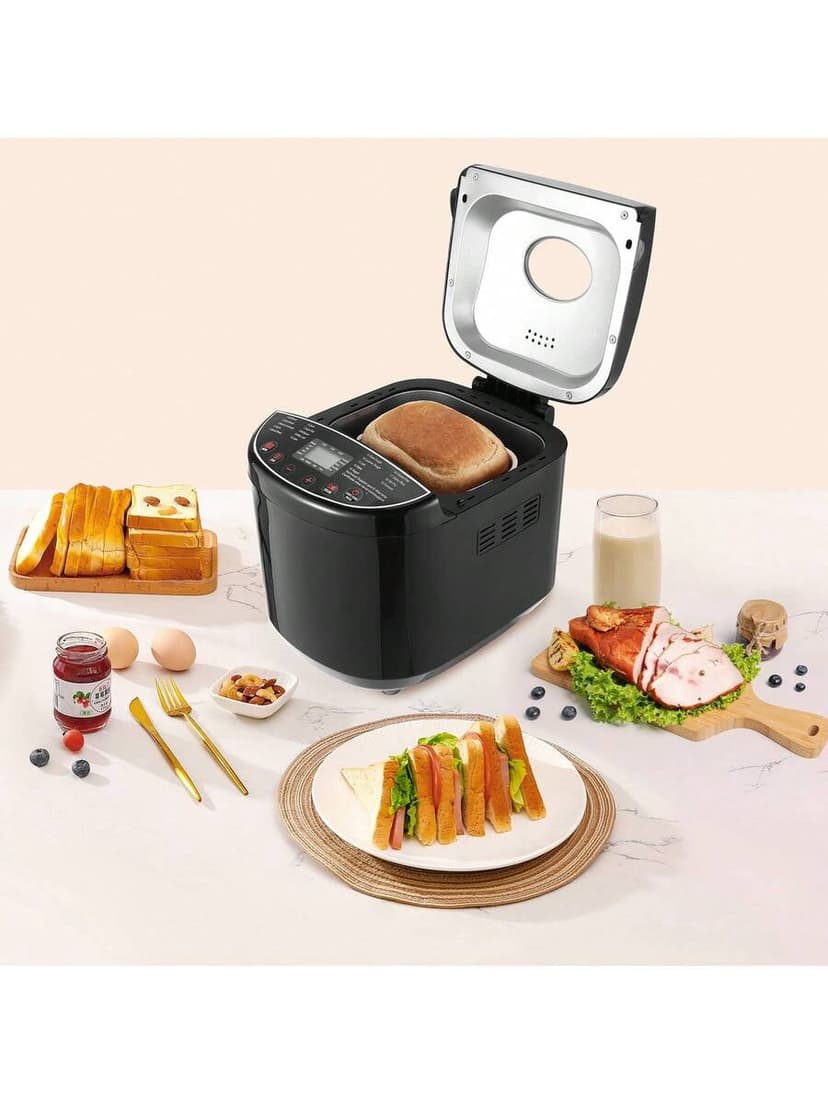 Bread Maker, 19-In-1 2LB Dough Machine, Nonstick Ceramic Pan Automatic Breadmaker With Gluten Free Setting, Whole Wheat Bread Making, Digital, Programmable, 3 Loaf Sizes, 3 Crust Colors