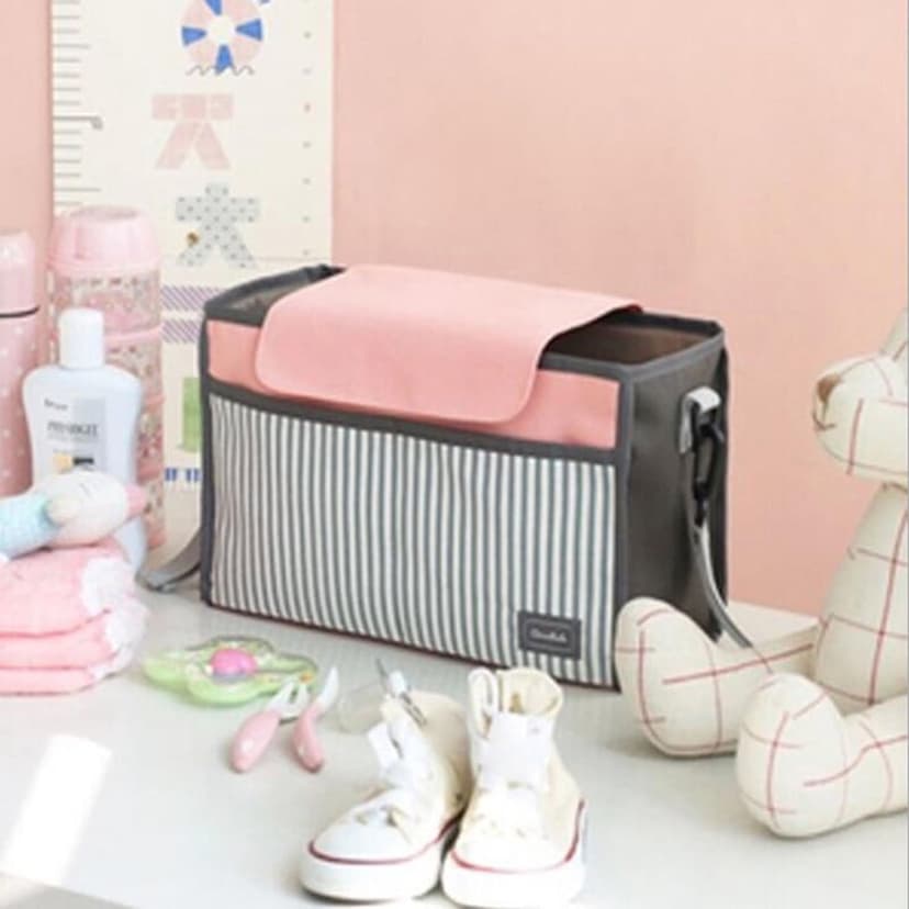 Nestingho 1Pack Diaper Bag Pink Stripe Oxford Cloth for Parents and Daily Use