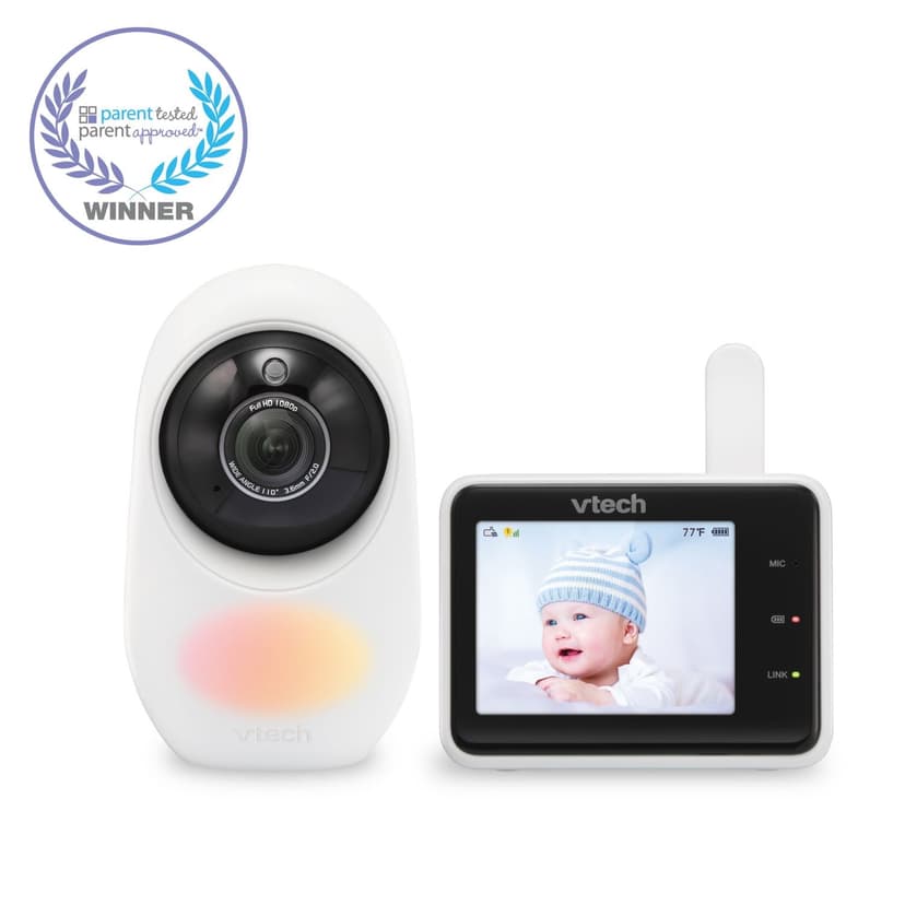 VTech RM2751 1080p Smart WiFi Remote Access Video Baby Monitor with Super-slim 2.8” Display, Night Light, (White)