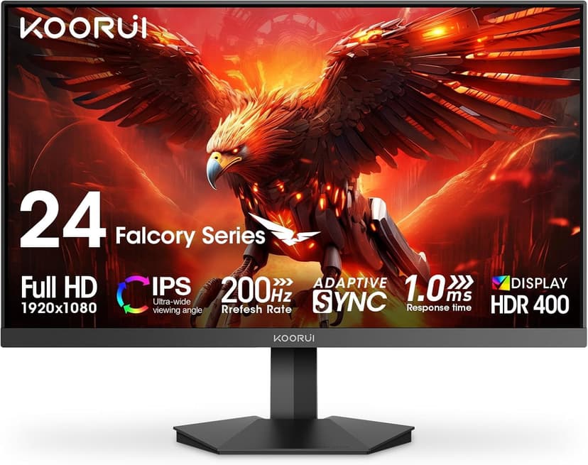 KOORUI 23.8" 1920 x 1080 200 Hz IPS Gaming Monitor FreeSync Premium (AMD Adaptive Sync) 89% DCI-P3 G2411P