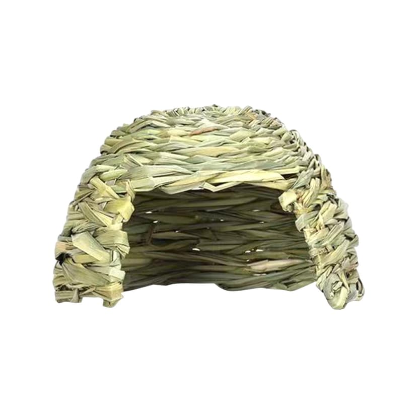 Bunblic Baby Rabbit Hideaway Hut Bunny Grass Tunnel Hand Woven Rabbit Straw Nest Hideaway Hut Toy for Bunny Chinchilla Little Animals 21cmx14cm