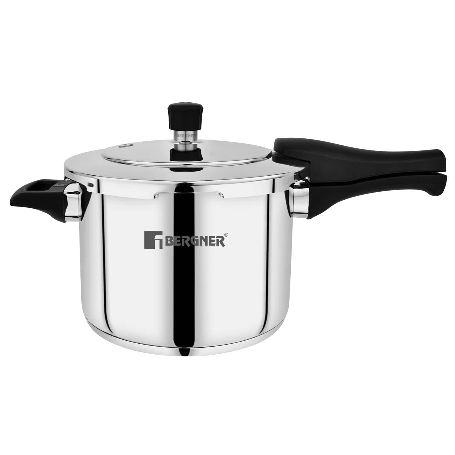 Pura Stainless Steel Pressure Cooker 6.5 Liters, Outer Lid Cooker, Triply Bottom | For Healthy Cooking, Mirror Finish, Easy To Clean, Induction Base & Gas Ready, Silver, 5-year Warranty