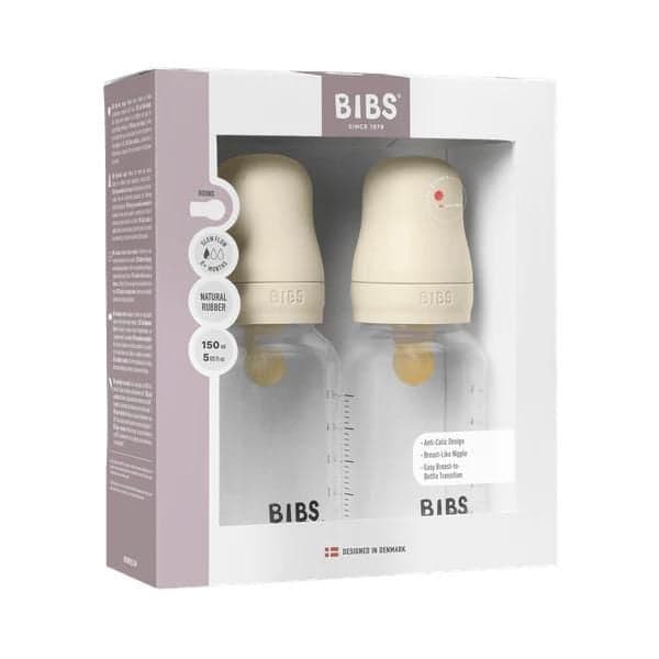 BIBS BPA-Free PP Baby Bottles Round Latex Slow Flow Ivory - 2 x 5oz Bottles 150ml
