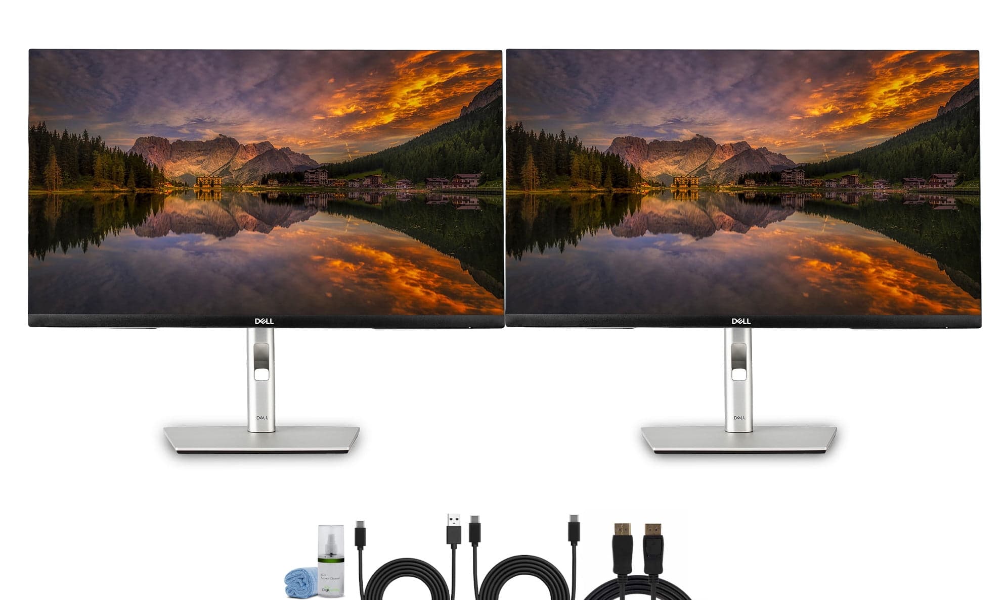 2 x Dell Pro 27" Plus P2725QE 4K UHD USB-C Hub IPS Monitor (3840 x 2160) 100Hz Refresh Rate, 5ms Response | Height Adjustable Anti-Glare Screen + Cleaning Kit for Office or Home Setup