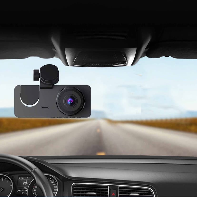 EGNMCR 3 Channel Dash Cam Front And Rear Inside,HD 1080P Dash Camera,170掳+140掳 Wide Angle,IR Night Vision,Loop Recording,G-Sensor, Gift