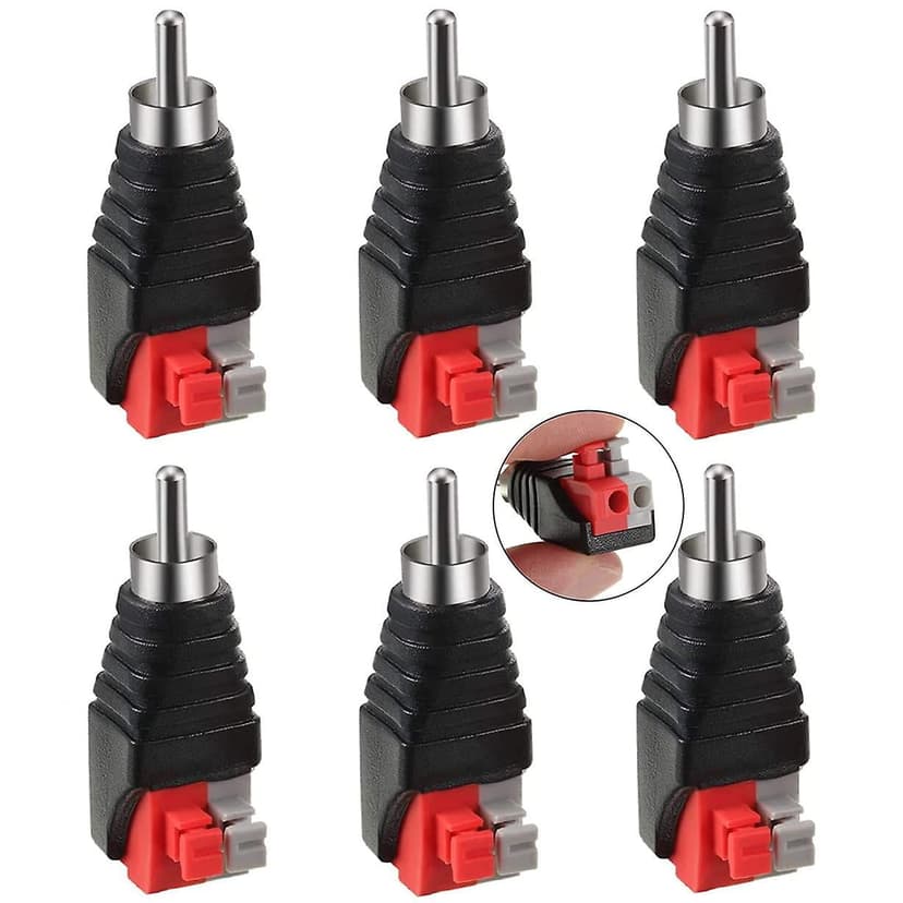 6 Pieces Rca To Speaker Subwoofer Wire Adapter Rca Phono Speaker Male To Av 2 Screw Terminal Video Audio Spring Press Balun Type For Cctv