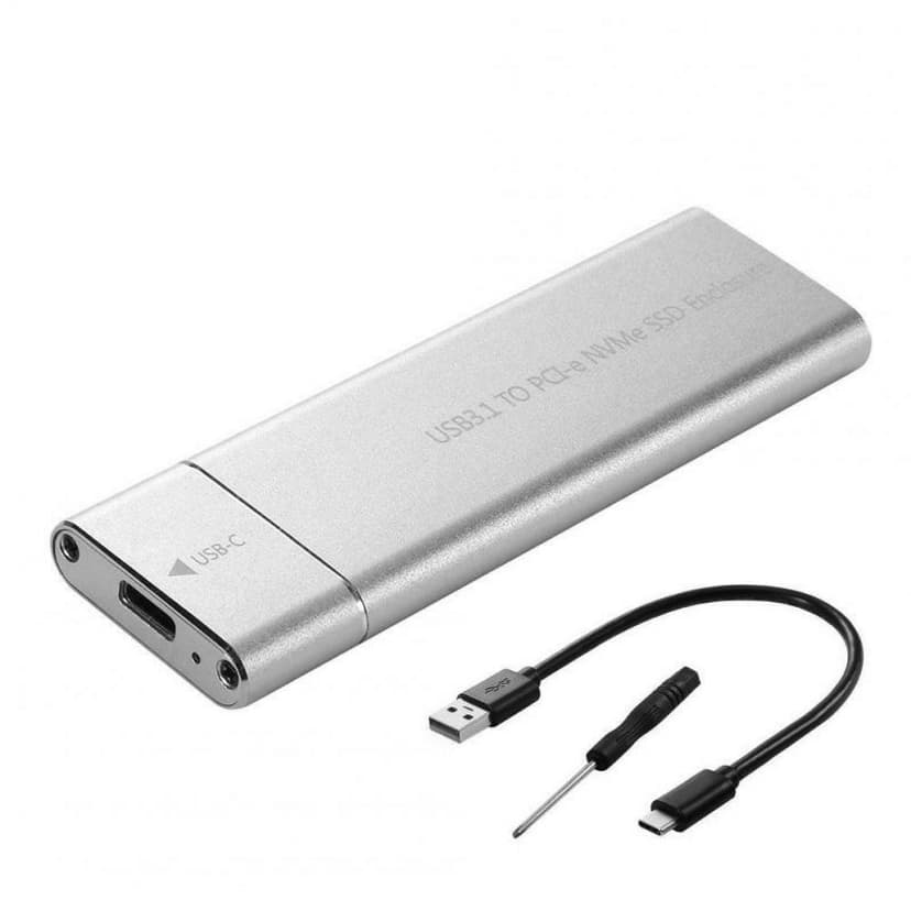 USB3.1 Type-C to M.2 M Key NVMe SSD Box Solid State Drive Housing Case 10Gbps High Speed Hard Drive Disk Enclosure Silver