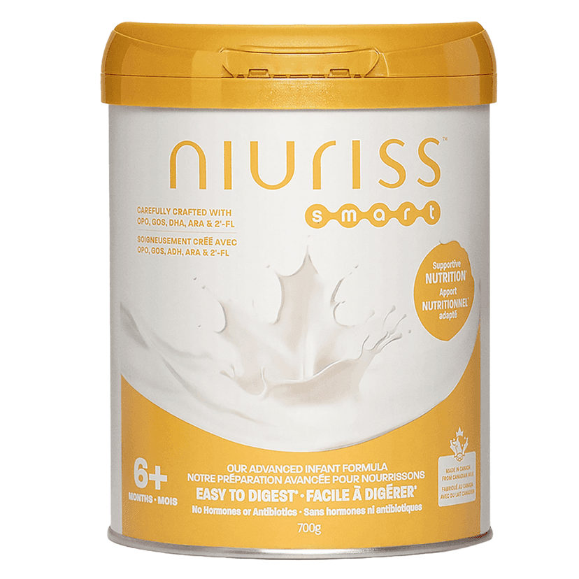 NIURISS SMART Infant Formula (6+ months) -Support healthy development with 2'-FL (HMO), OPO lipids and GOS fiber, enriched Calcium, Phosphorus and DHA - Made in Canada from Canadian milk, 700g
