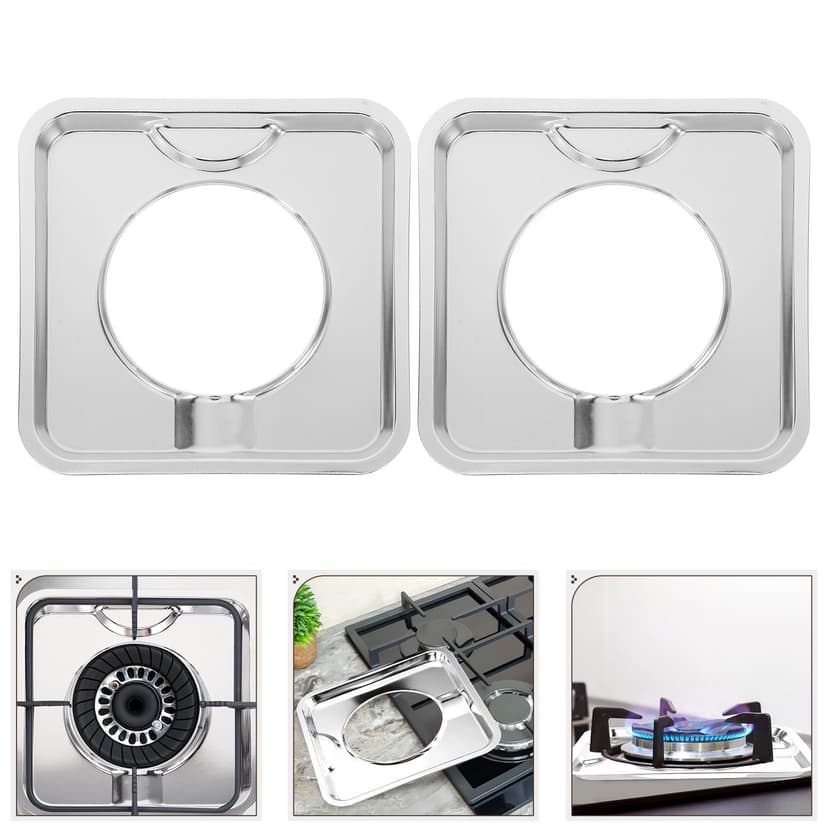 ELAYARD 4Set Stainless Steel Square Gas Range Drip Pan for Heat Resistant 11.8x11.8x0.5in