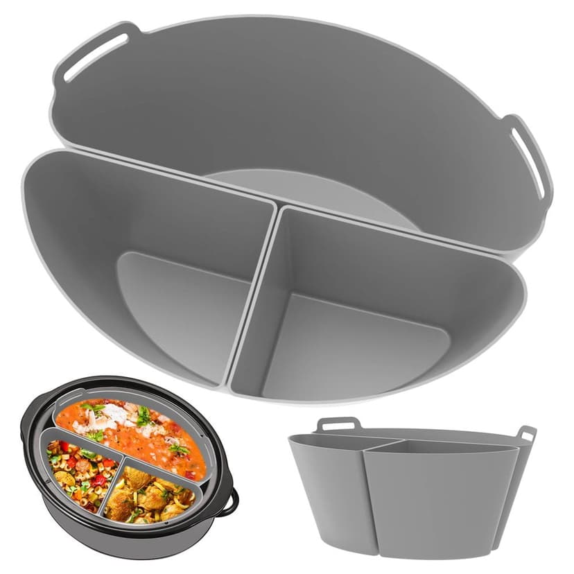 MesaSe 3Pcs Slow Cooker Divider Liner fit 6 QT Pot Reusable Slow Cooker Divider Insert Leakproof Heat Resistant Cooker Liner Insert for Kitchen 11.8×8.5×5.1in