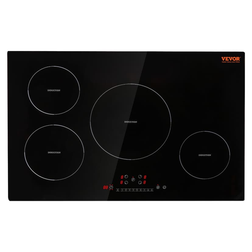 VEVOR Electric Cooktop, 4 Burners, 30'' Induction Stove Top, Built-in Magnetic Cooktop 7500W, 9 Heating Level Multifunctional Burner, LED Touch Screen w/ Child Lock & Over-Temperature Protection