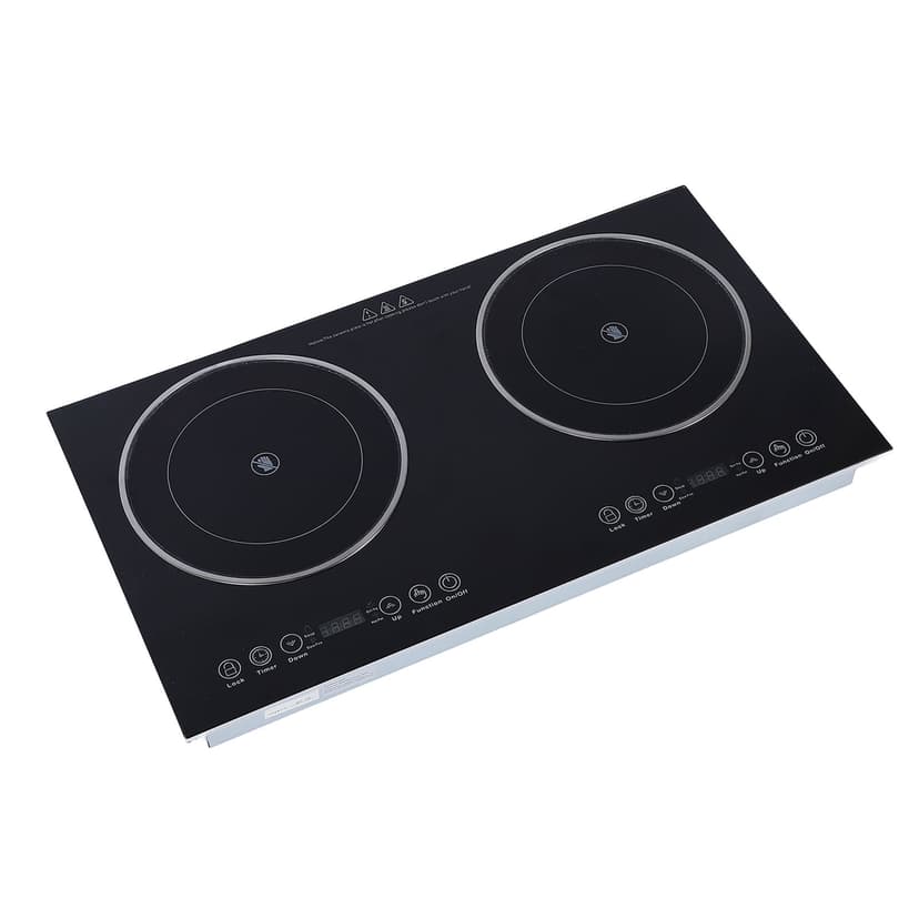 Ceramic Hob Electric Cooktop Burner 2 Burner Electric Hob Built in Hot Plate Electric Stove Top with Touch Control Timer for All Cookwares