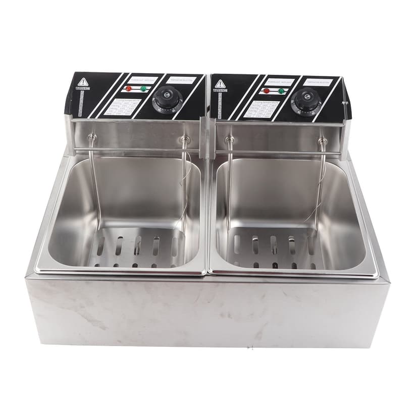 Electric Fryerwith Two Baskets,Electric Deep Fryer Stainless Countertop Electric Fryer Dual Basket Deep Fryer Finest Materials