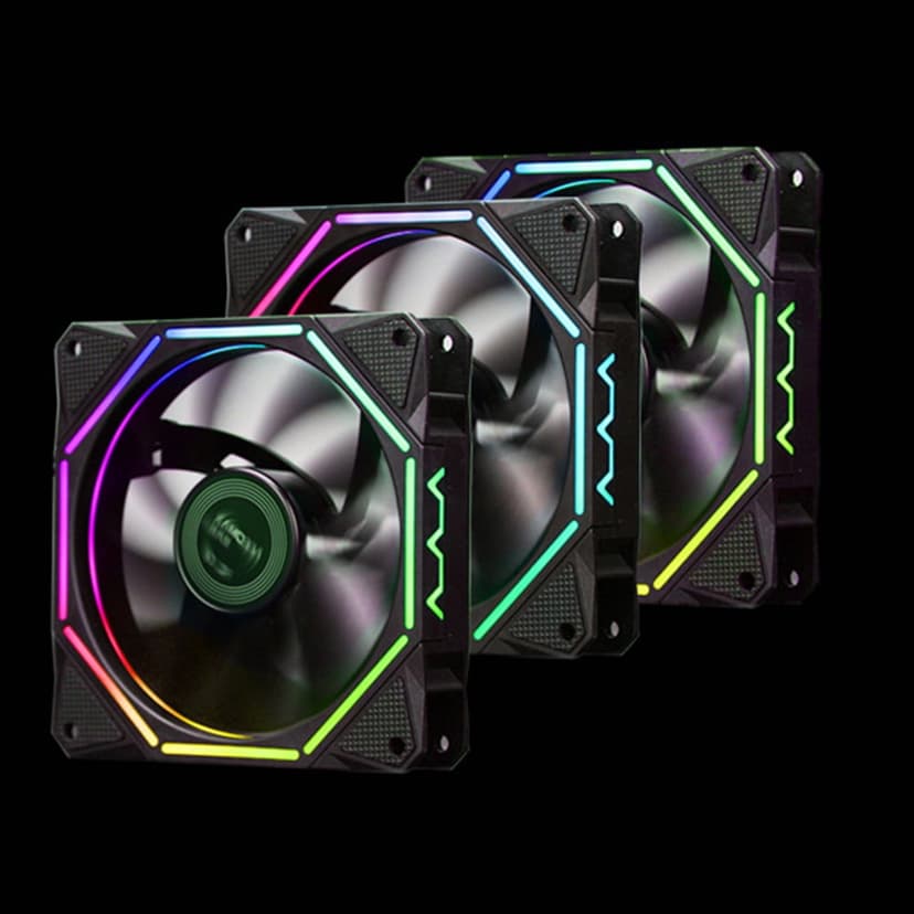 HEATSHAKING CPU Cooler 12Cm Black with 8-Side Lighting and Low Noise Shock Absorbing Design