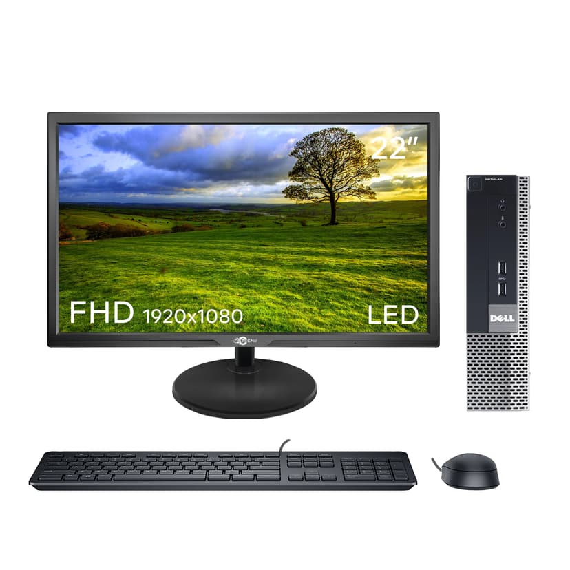 Dell Optiplex 9020 USFF Desktop Computer, Intel i5 Gen 4 @2.9GHz 8GB DDR3 RAM, 256GB SSD, 22inch Monitor, Keyboard and Mouse, Windows 10 Pro(64bit)- Rebfurbished
