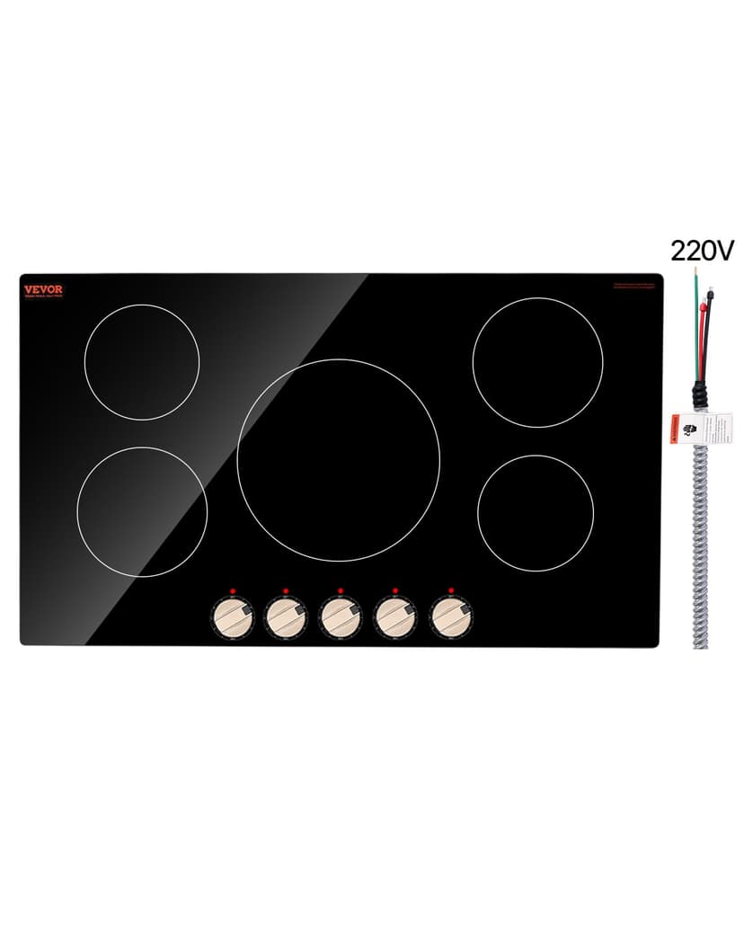 VEVOR 9200W 5 Burner Induction Cooktop Electric Countertop Burner Knob Control