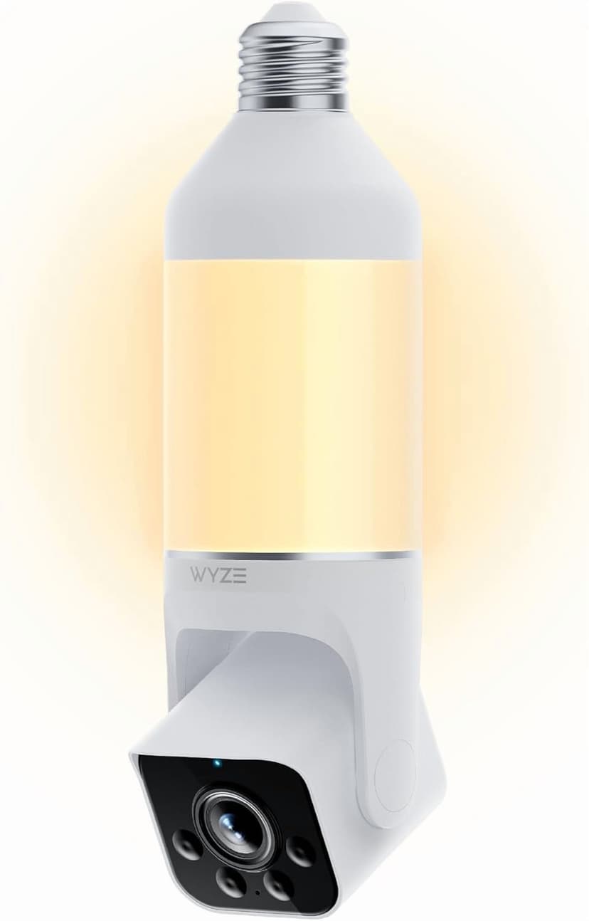 Wyze Bulb Cam Security Camera, 2K HD Security Cameras Wireless Outdoor Indoor Full Color Day and Night, Dimmable LED Bulb, Motion Detection, Siren Alarm, Easy Installation