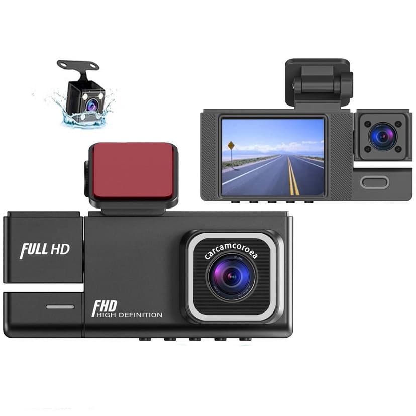 EGNMCR Vehicle Camera 2-inch Display Screen High-definition 1080P Driving Recorder With Three Lenses Displaying The Same Parking Monitoring Loop Recording And Reverse Image In Car DV Dash cam