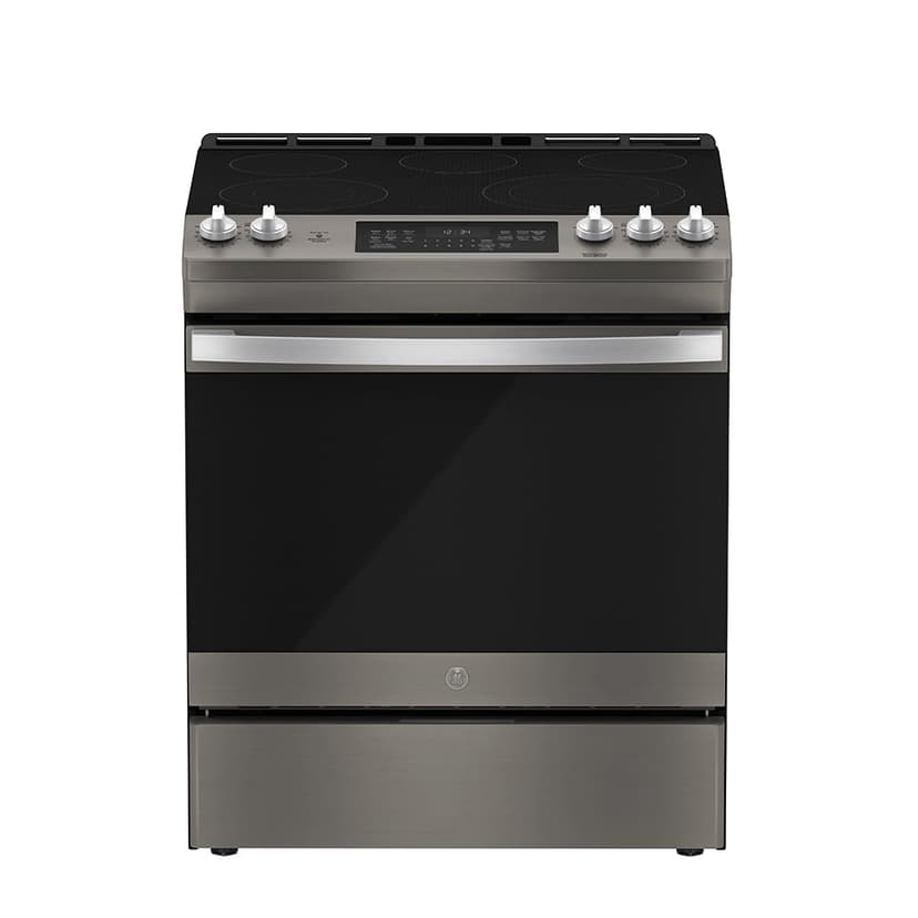 GE 30" Electric Slide-In Front Control True Convection Range with Storage Drawer Slate - JCS840EMES