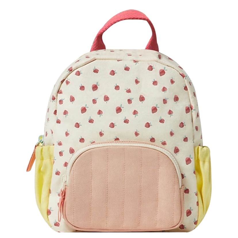 Baby Backpack Diaper Bag Strawberry Print Canvas Children's Schoolbag for Ages 1 to 5 – 10.62 in x 9.84 in