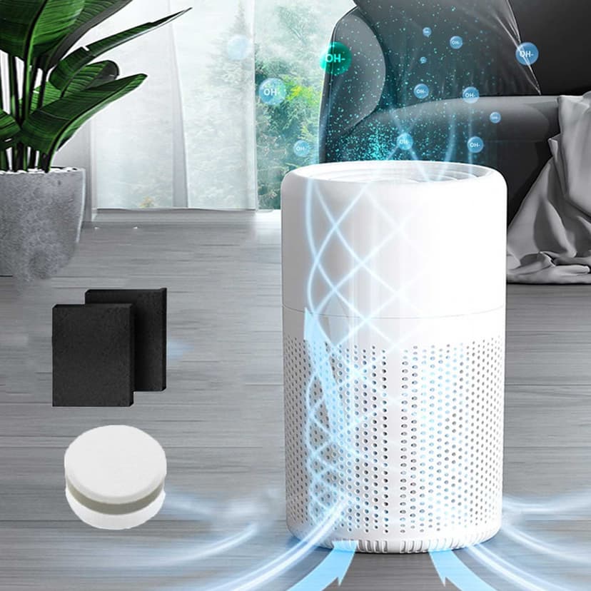 ABPWLY Air Purifiers Desktop Air-Cleaner Quiet HEPA Filter for Bedroom Office Living Room Modern Design Compact 4.72x7.48in White
