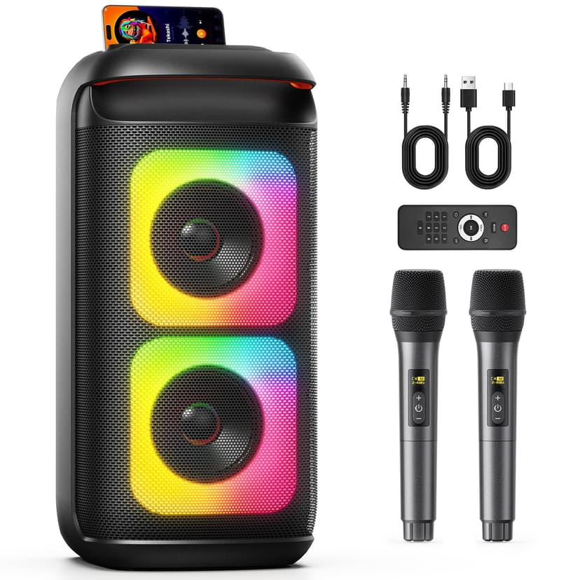 JYX Portable Bluetooth Speaker, Dual 6'' Subwoofers, Party Speaker for Indoor/ Outdoor, 3D Powerful Sound, Deep Bass, T37-T
