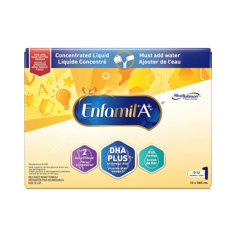 Enfamil A+® Baby Formula, Infant Formula, 0-12 months, 12x385ml Concentrated Liquid Cans