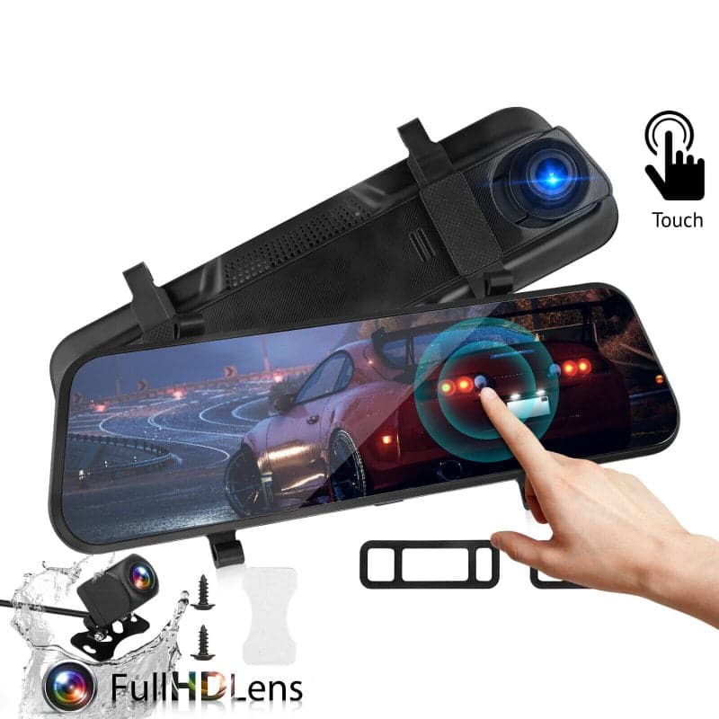 Car D Dash Cam 10 inch Full-Screen Dual-Lens Video Recorder Night Vision G-Sensor Black